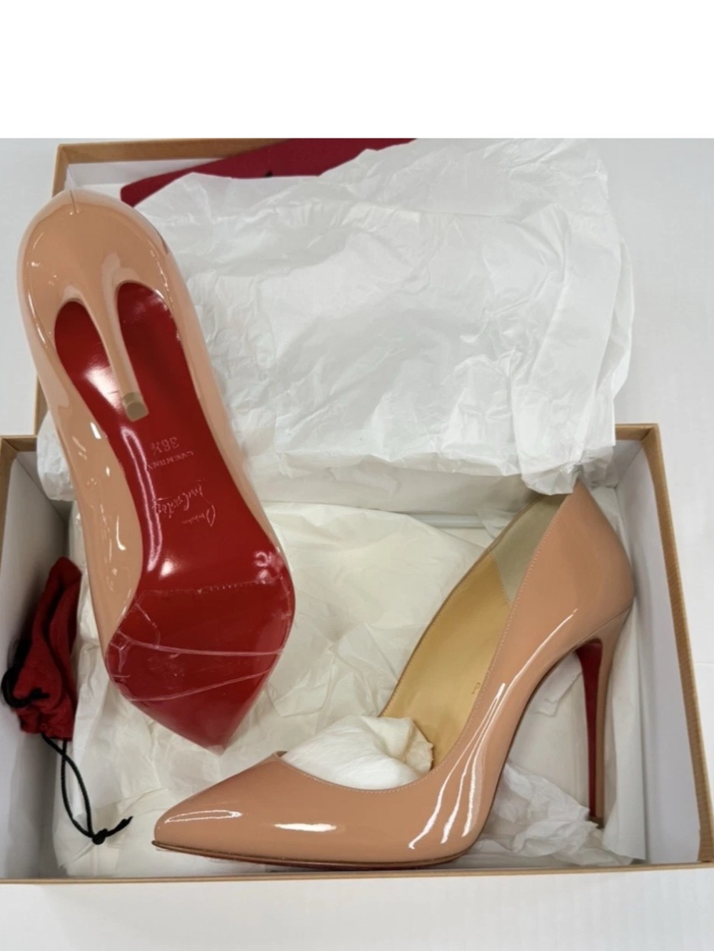 Christian Louboutin Nude Patent Pigalle Follies 38.5